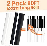 Vista 2 de HTVRONT Rollos de vinilo de transferencia de calor, paquete de 2 unidades de 12 pulgadas x 80 pies HTV en blanco y negro para camisetas, vinilo