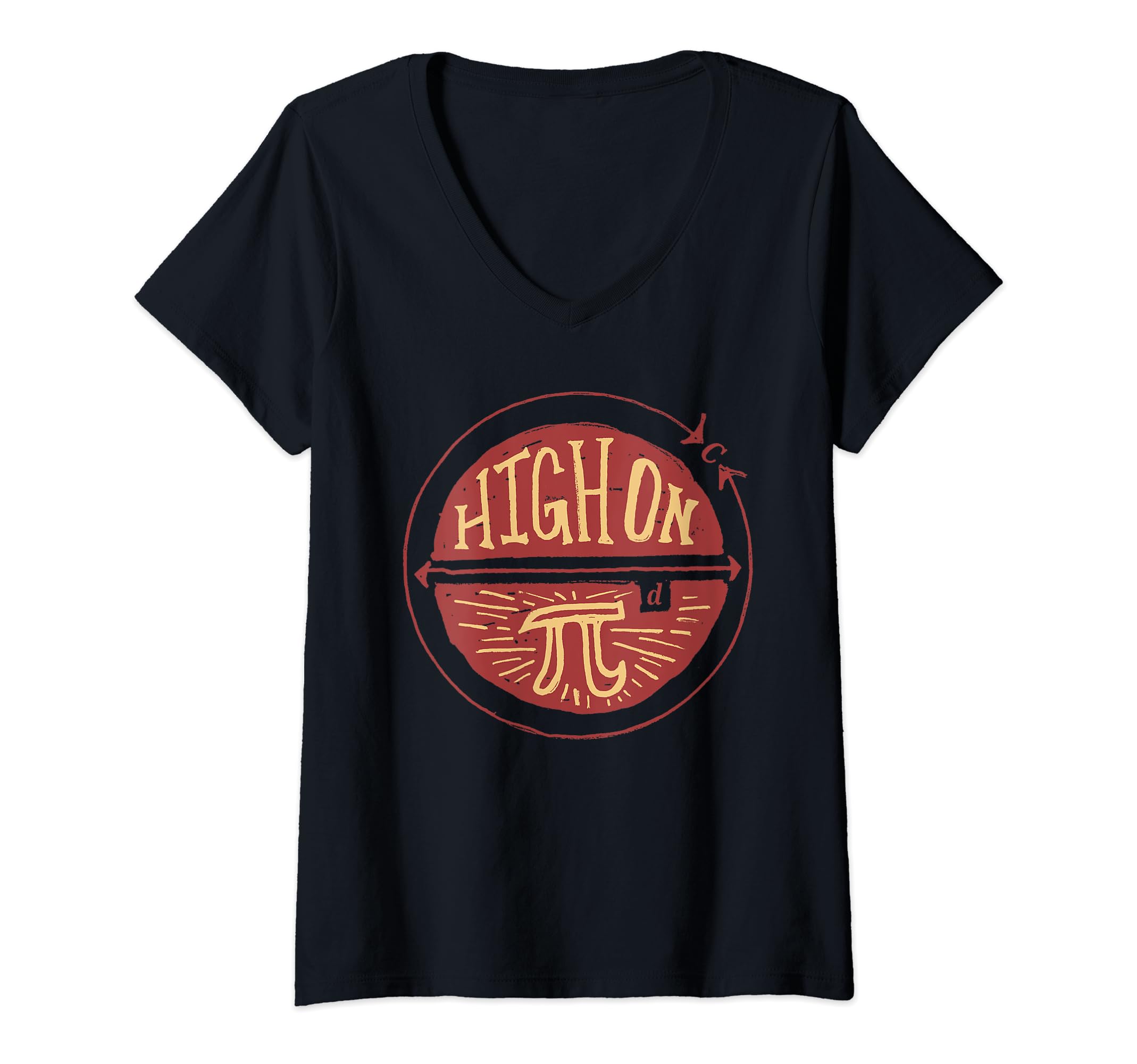 Science Math High On Pi Day Algebra Love Meme Nerd Geek Chic V-Neck T-Shirt