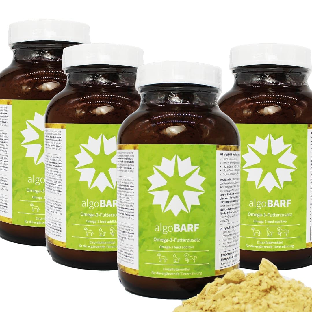 algoBarf Omega-3 Pulver 2kg – Gut akzeptierter Barf-Zusatz aus Algen – DHA & EPA Quelle für Hunde, Katzen & Pferde – Vegane Alternative zu Fischöl