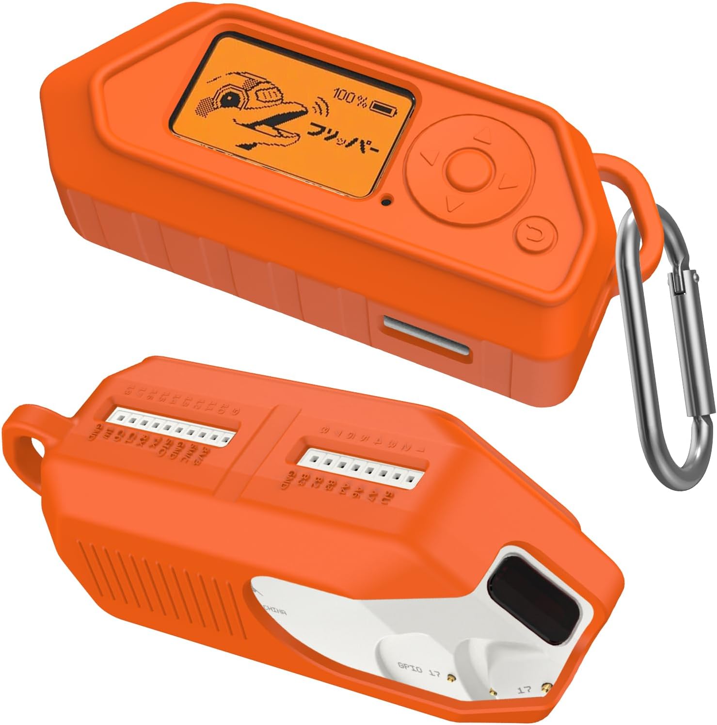 PUCGUE Silicone Case for Flipper Zero, Soft Protective Case for Flipper Zero Device, Anti-Scratch Protective Cover for Flipper Zero WiFi with Carabiner (Orange)