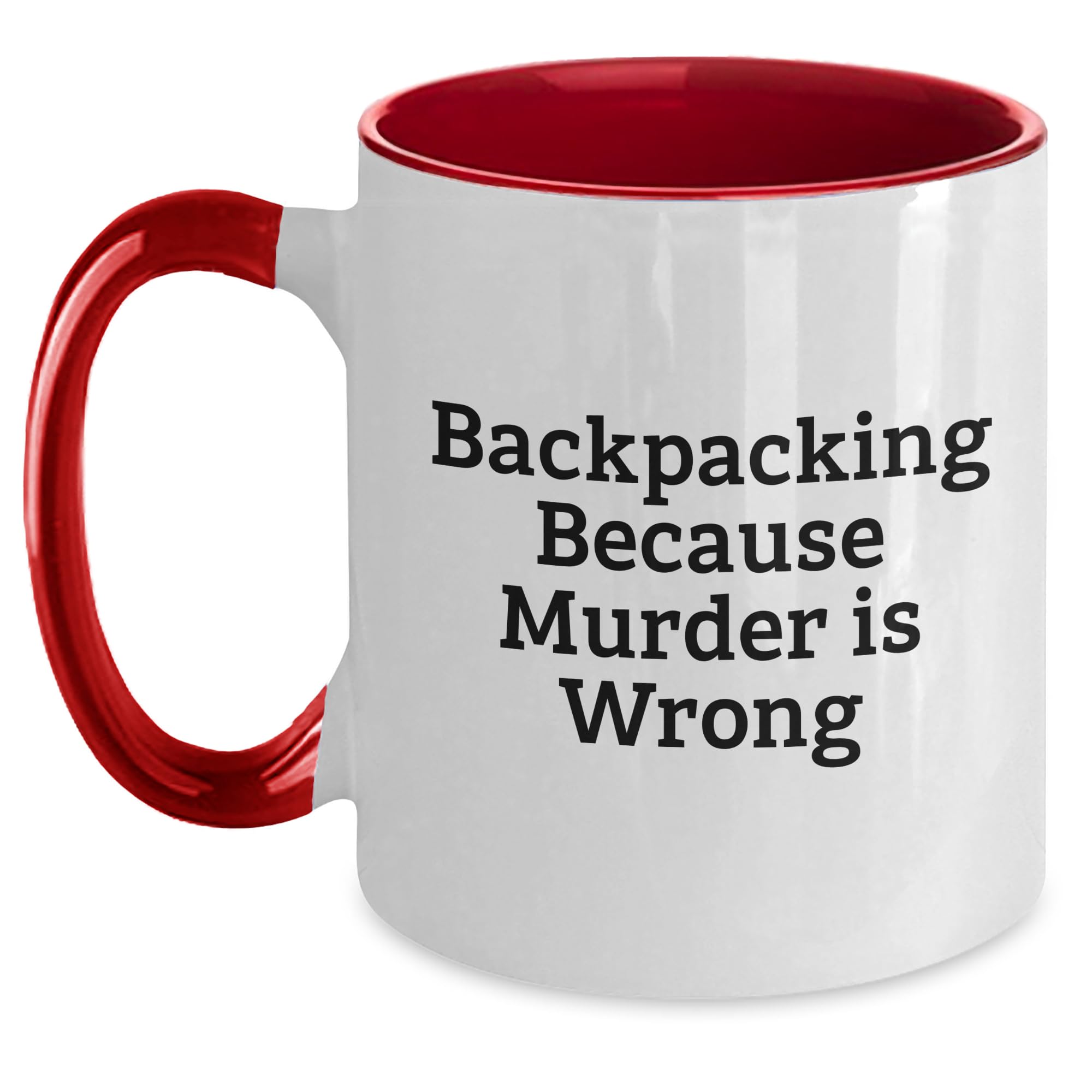Backpacking Gifts for Men from Friends with Funny Two Tone Coffee Mugs - Black and White, Red and White, Navy and White, Pink and White