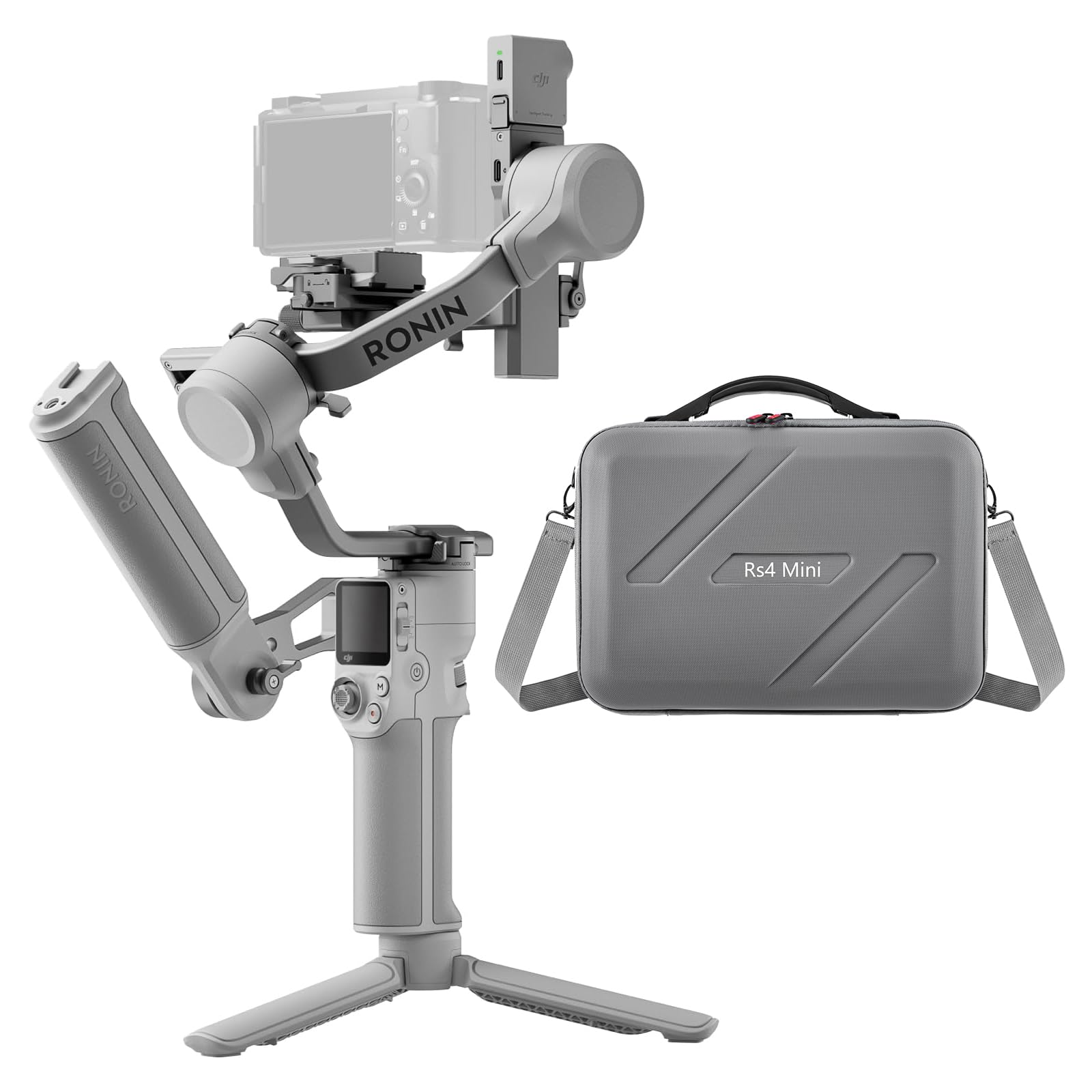 DJI RS 4 Mini Combo con borsa portatile, stabilizzatore cardanico per fotocamera Canon/Sony/Panasonic/Nikon/Fujifilm, blocco automatico degli assi, capacità di carico 2 kg, cardano per