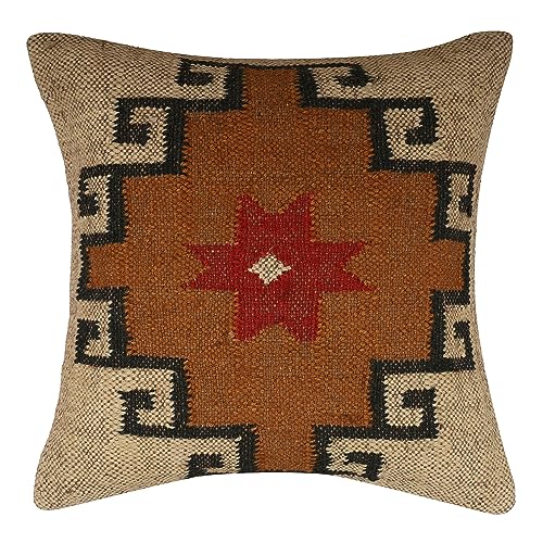 Bohemian Jute Kilim Throw Pillow Cover Handwoven Wool Cushion Tribal