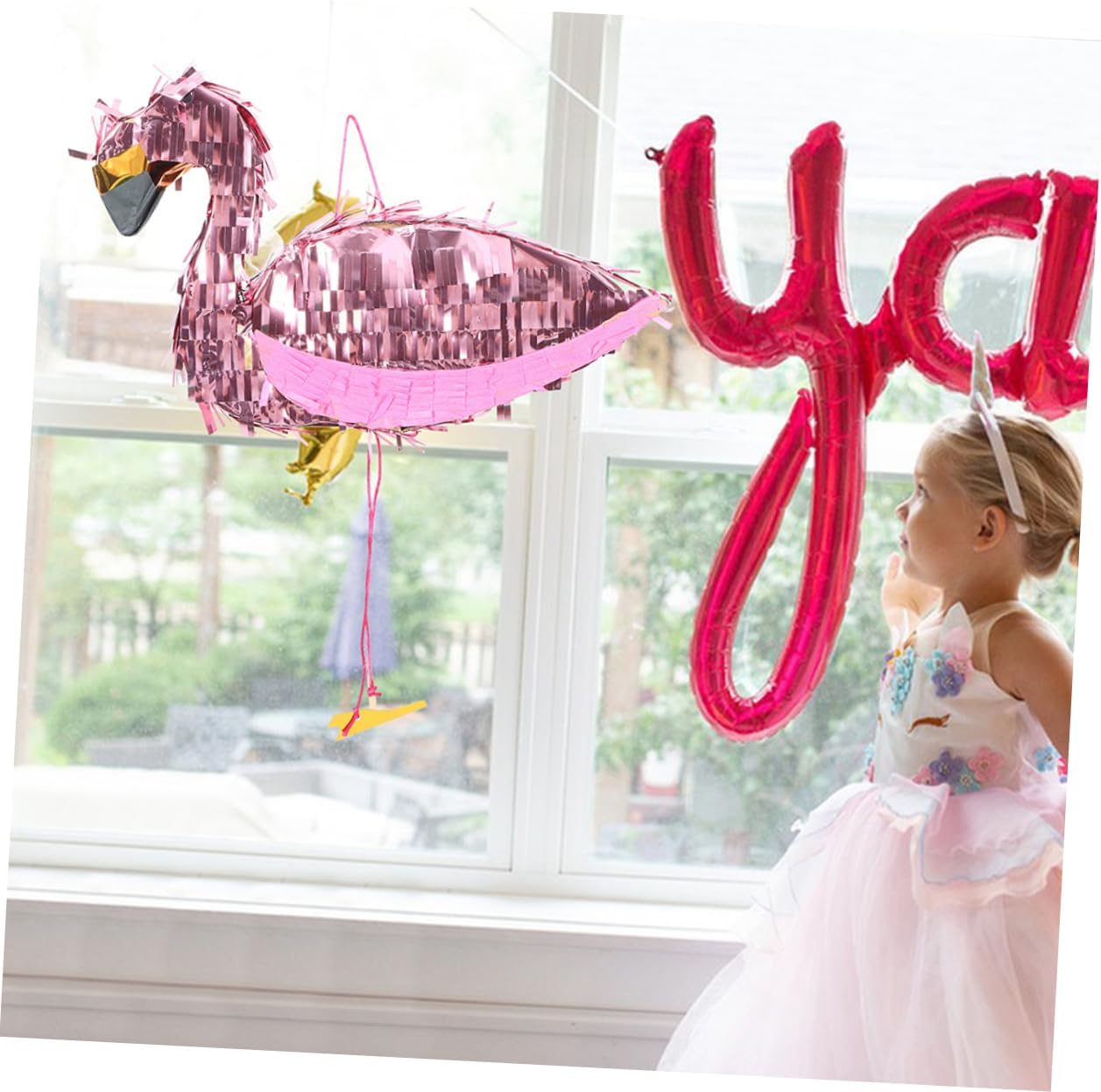 1Set Flamingo for Birthday Party Tropical Decorations with Stick Blindfold Fun for Hawaiian Theme Showers