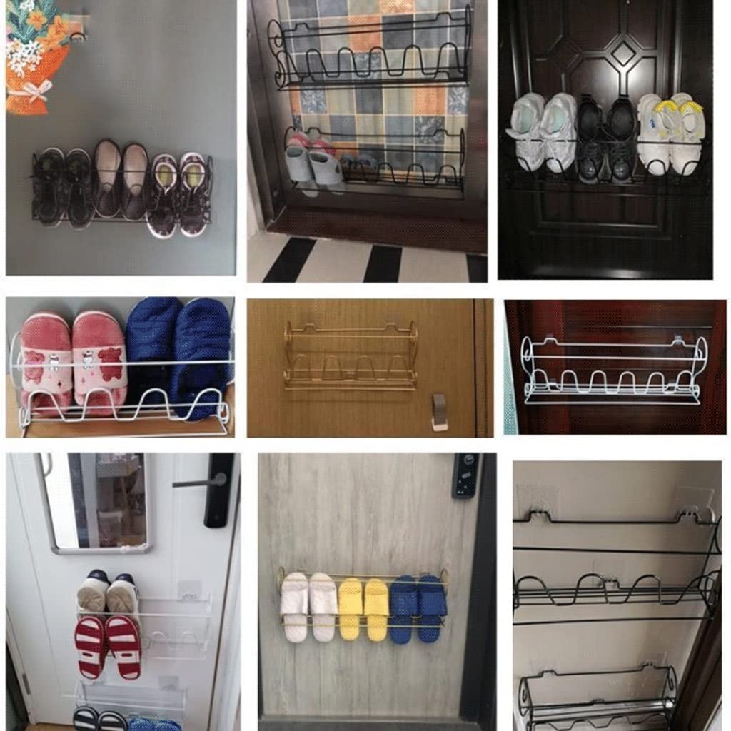Zapatero de Metal de Pared, Organizador, Estante Colgante para Guardar Zapatos, Ahorra Espacio, para Colgar sobre la Puerta (43 cm, Negro)