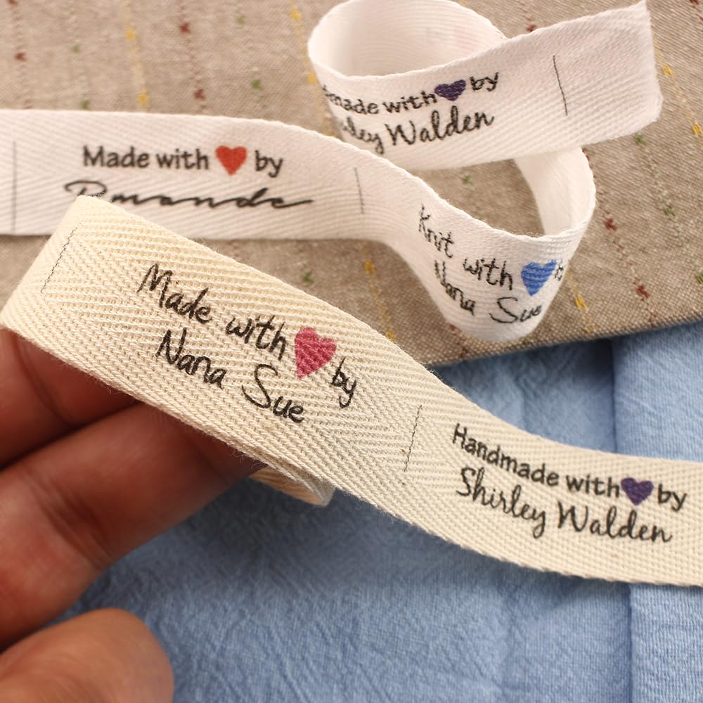 20X60mm,Fettuccia in twill di cotone,Etichette piatte o piegate,etichette per cose lavorate a maglia,Personalizzato,Personalizada,etichetta fatta a mano,accessori da cucire-500 pezzi Bianco