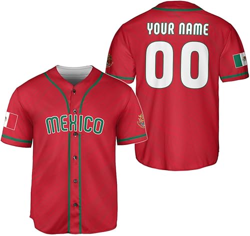 Leeprints - Camiseta de béisbol mexicana personalizada para hombres y mujeres, camiseta de bandera mexicana, orgullo mexicano
