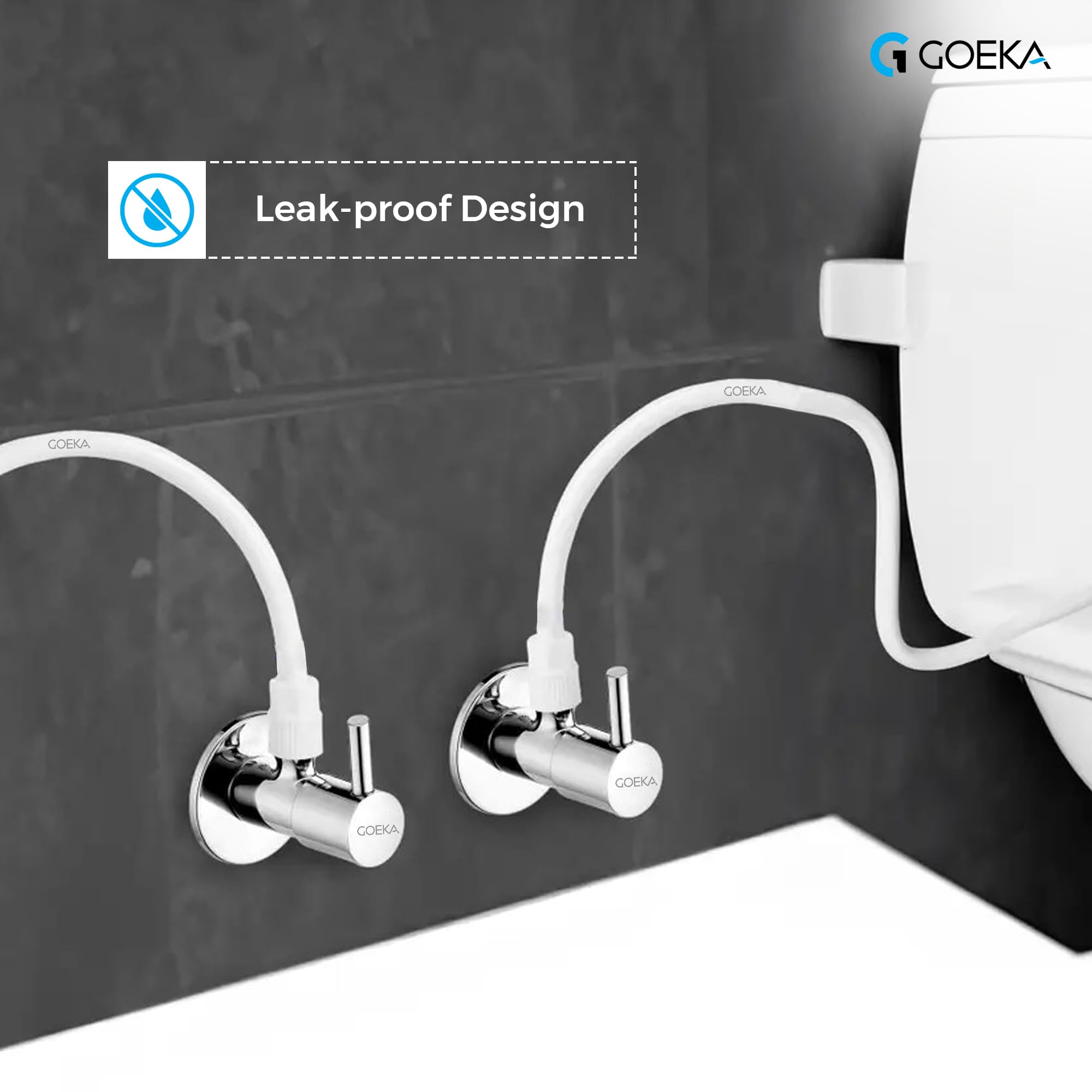 GOEKA® 24-Inch Heavy Duty PTMT Connection Hose (White) | Durable Flexible Hose for Countertop Faucets, Basins, Sinks, Geysers & Flush Tanks | Bathroom Plumbing Accessories (Set of 2) 3