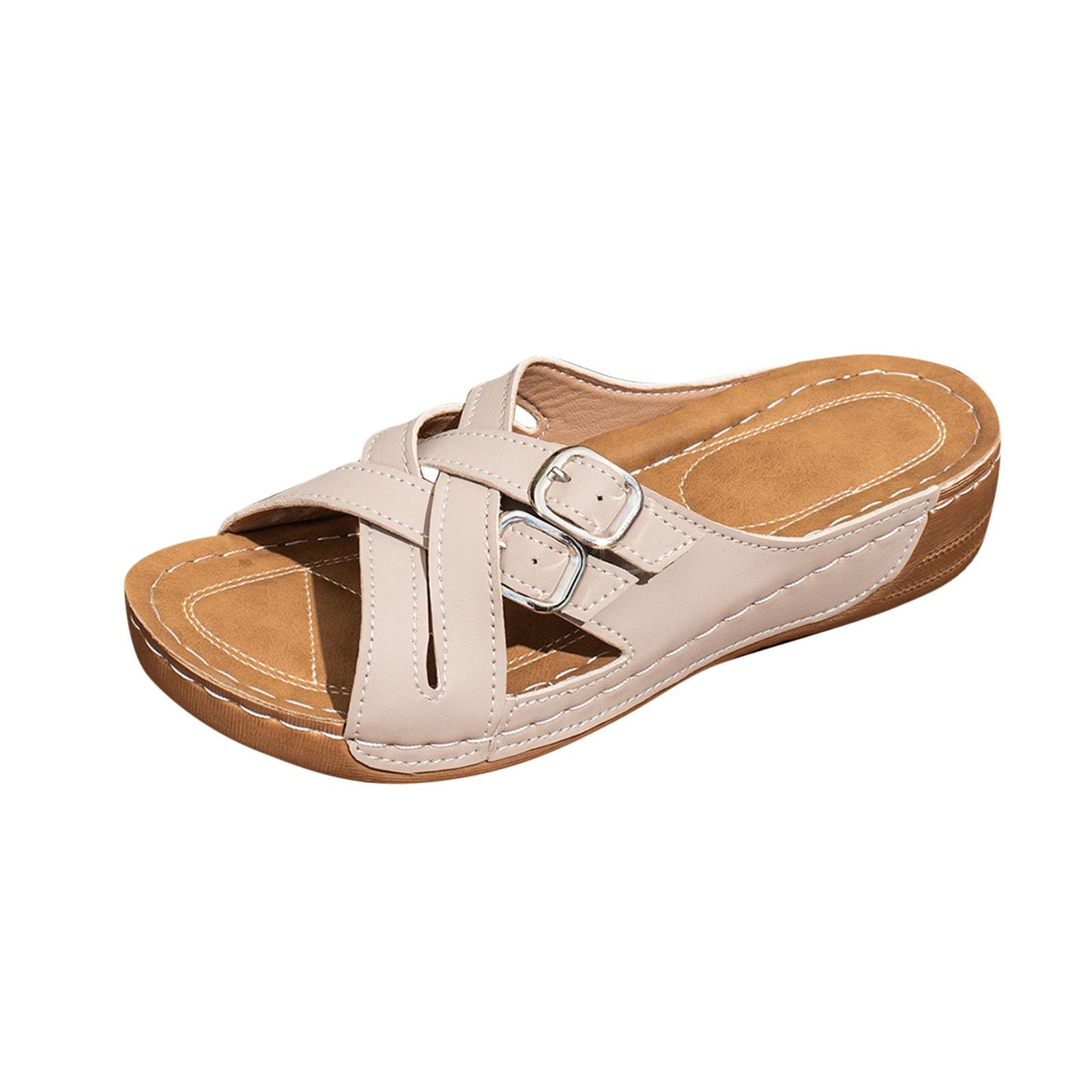 Damen Plateau Sandalen Mit Gekreuzten Riemen | Orthopädische Sandaletten Mit Fußbett