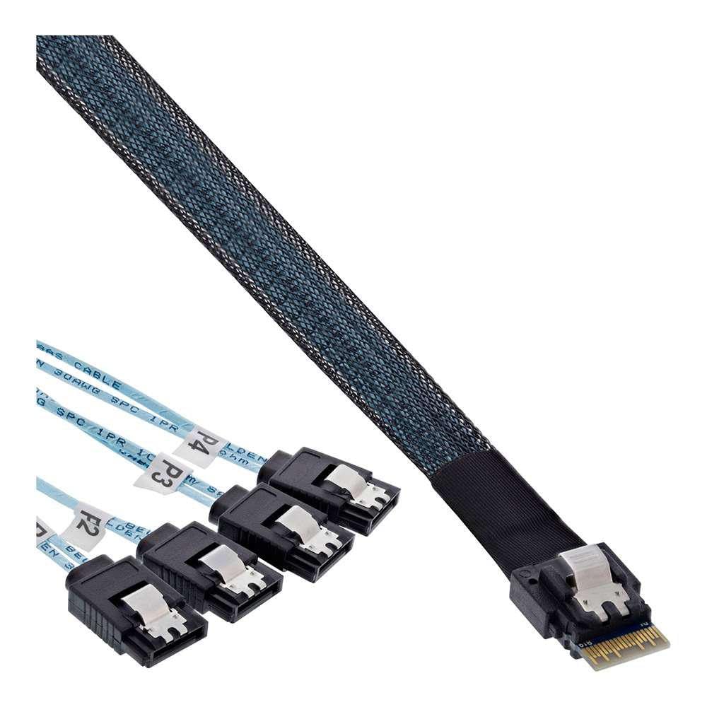 INLINE 27646A. Długość kabla: 0,5 m, Złączka 1: SFF-8654 Male, Złączka 2: 4X SATA 7-Pin Marka