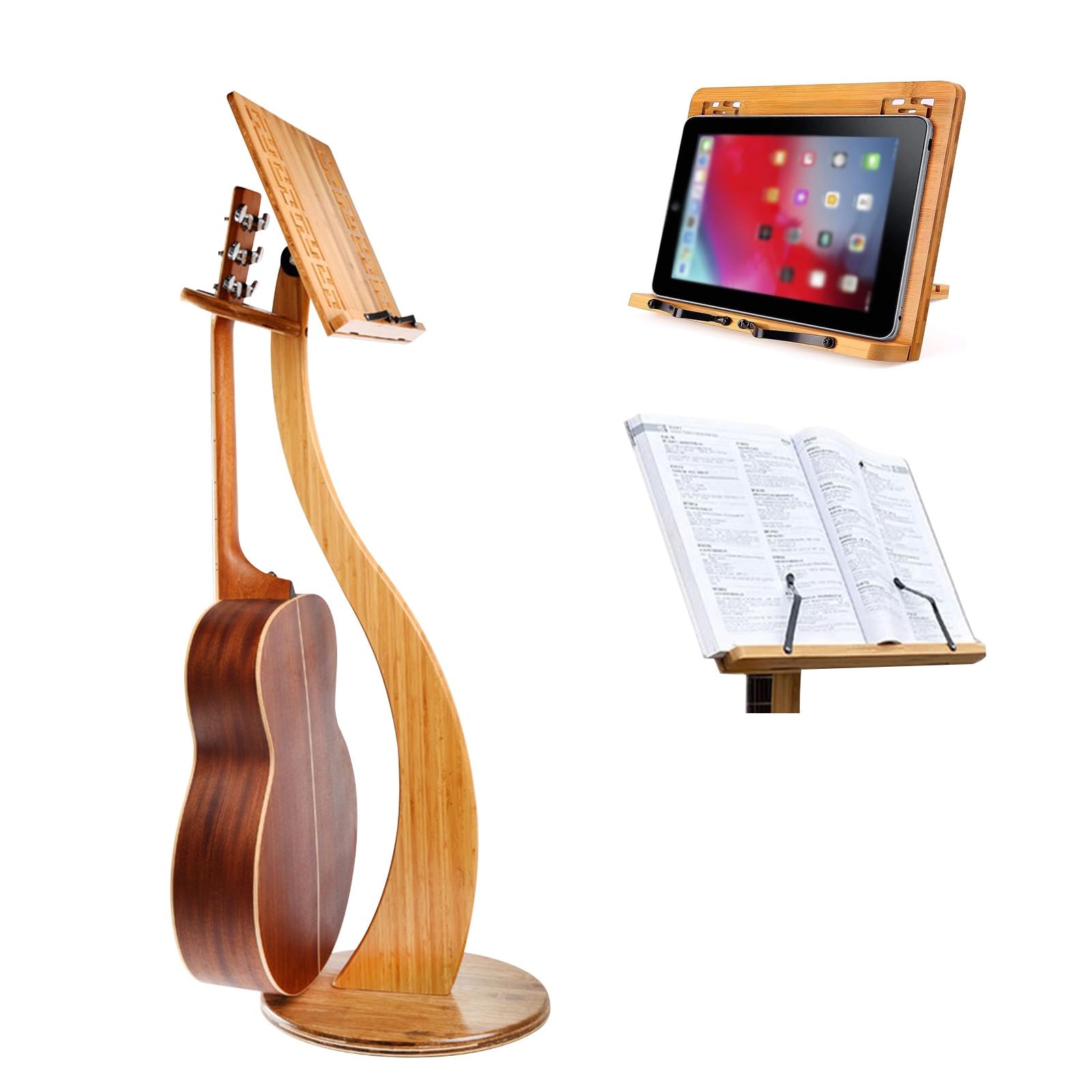 WORDFUNSheet Music Stand, Professional Music Book Holder, Super Sturdy Guitar Violin Music Stand, Wood Station for Conductors, 340° Flip Design, for Reading & Desk & Display