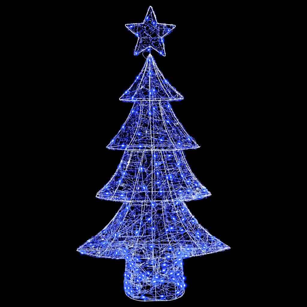 Weihnachtsbaum Acryl 150 cm mit 160 LEDs Blau, 3D Deko Ornament für Wohnzimmer, Christbaumschmuck mit Stern, USB betrieben, wetterbeständig, ideal zum Schmücken und Verzieren
