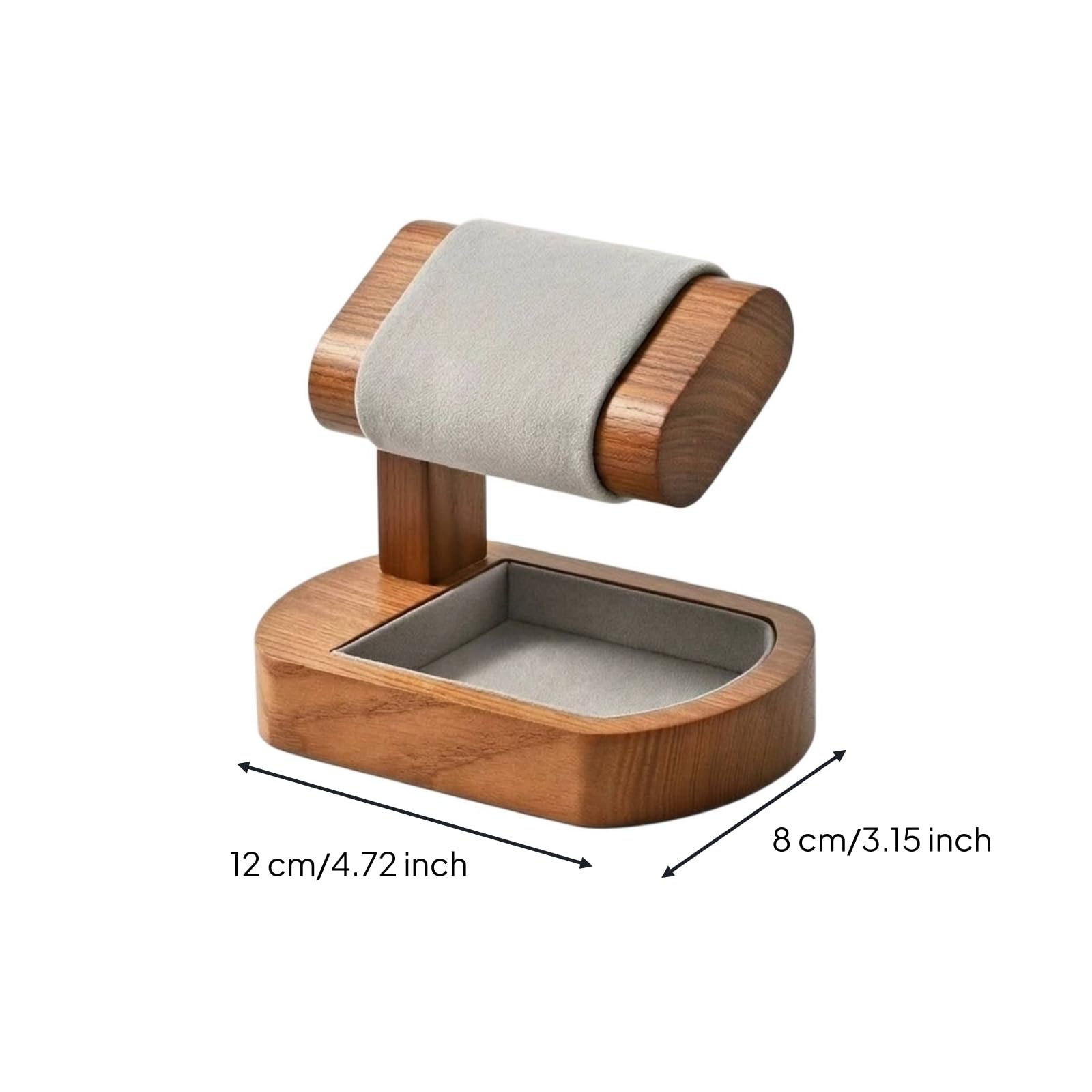 Supporto Orologio Espositore Portaorologi Stand Salvaspazio Base Legno Cradle Imbottita Microfibra a 360 Gradi Adatto a Comodino Toeletta Banco