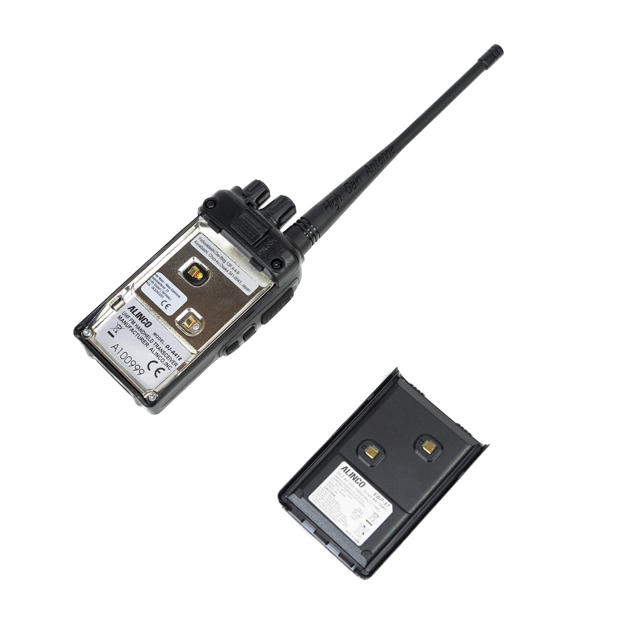 Emisora de Radio UHF portátil Alinco DJ-A-41-E, 128CH, 400-470 MHz, 1500 mAh, Scrambler, Tot, VOX, CTCSS-DCS
