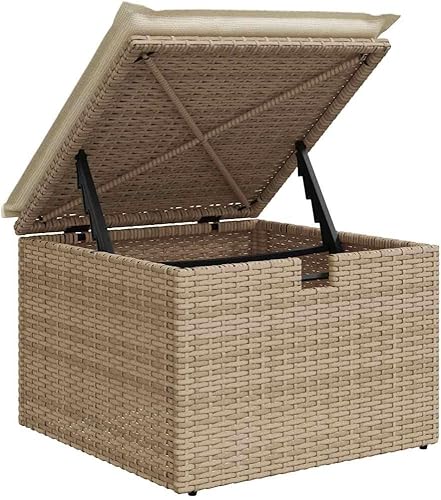 Miniatura 9 de 8 Piece Garden Sofa Set in Beige and Cream White with Modular Seating and Removable Cushion Covers, Weather-Resistant Outdoor Furniture for Patio