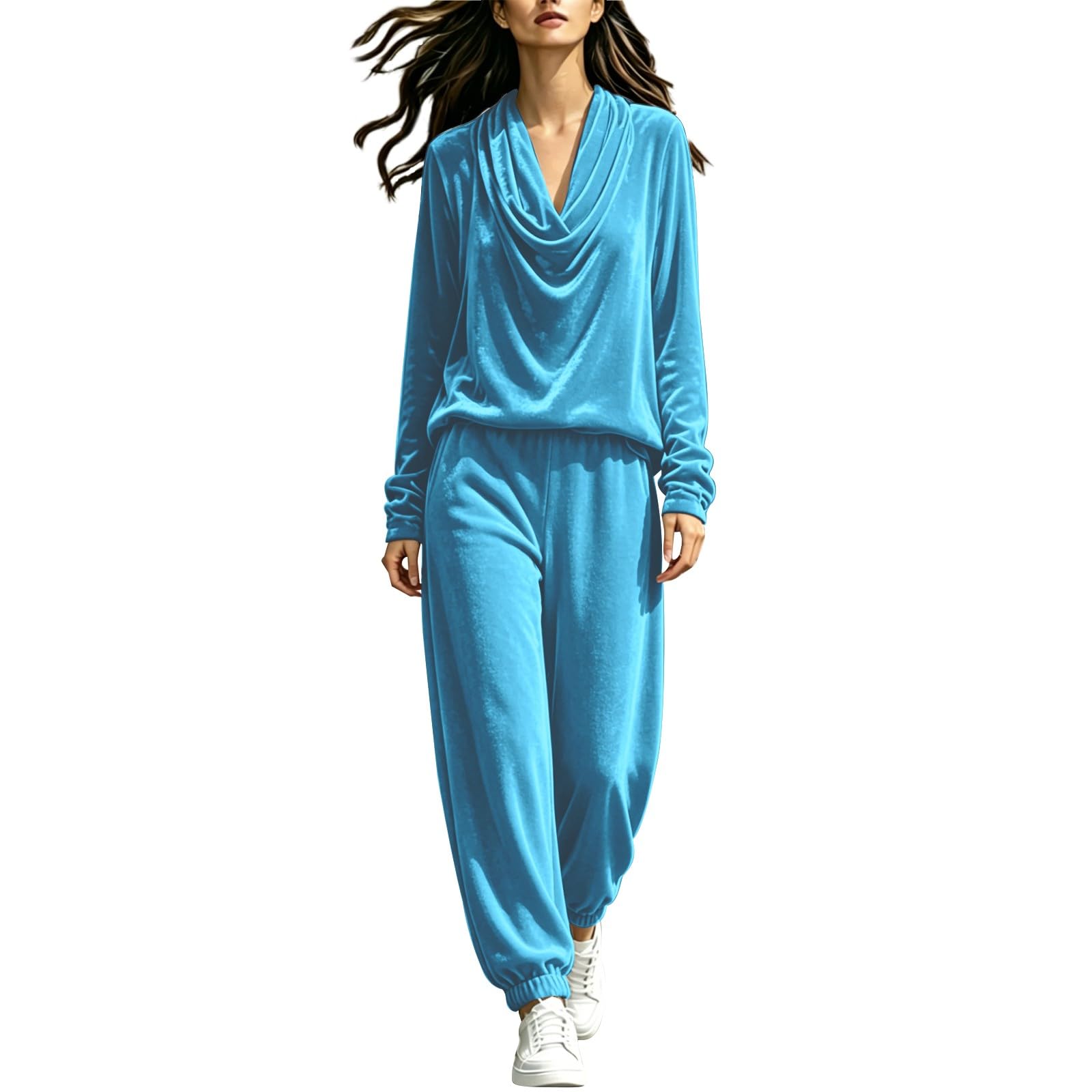 Completo Palestra Donna 2 Pezzi Completi Sportiva Manica Lunga Scollo a V Completo Palestra Tuta Da Ginnastica Elegante Set Top E Pantaloni a Gamba Larga Tute Per Jogging Fitness Yoga Da Casa Autunno