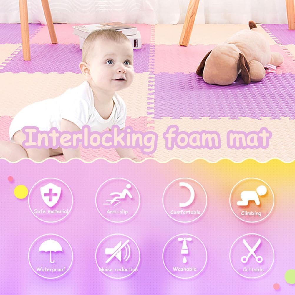 Foam Floor Tiles 2 Pcs 1 Inch Extra Thick Play Mat EVA Foam Tiles Interlocking Puzzle Floor Mat for Indoor Outdoor Gym Mats for Crawling 30X30cm Carpet Square Navy