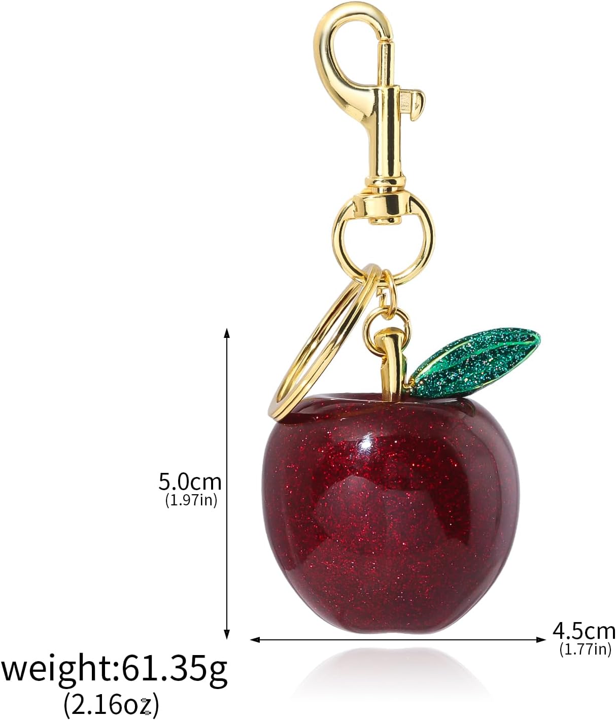 Fruit Bag Charm Keychain - Gold Key Chain, Cute Purse Handbags Accessories - Beautiful Gift for Women - Image 6