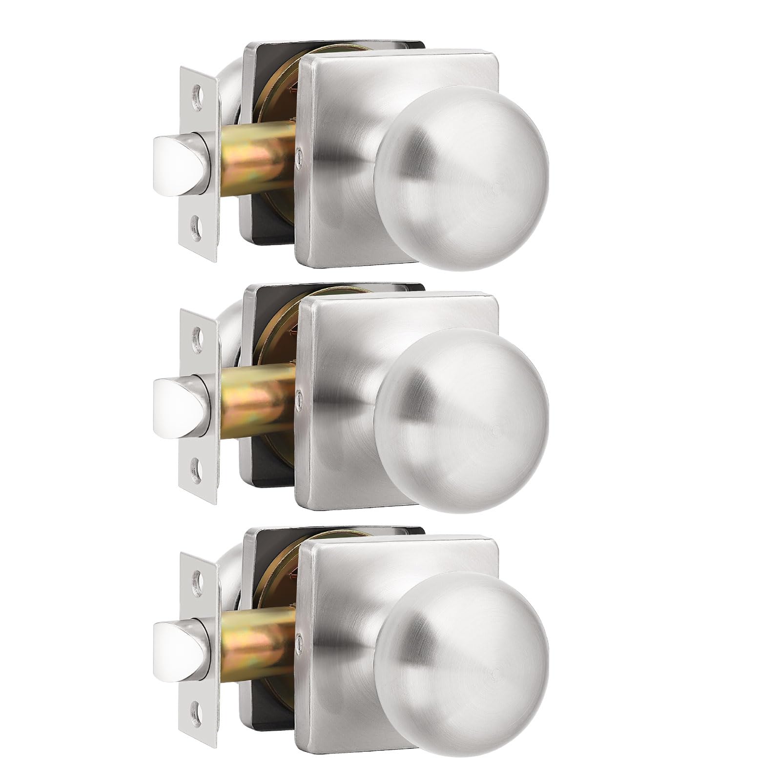 Brushed Nickel Privacy Door Knobs - Lockable & Secure -19