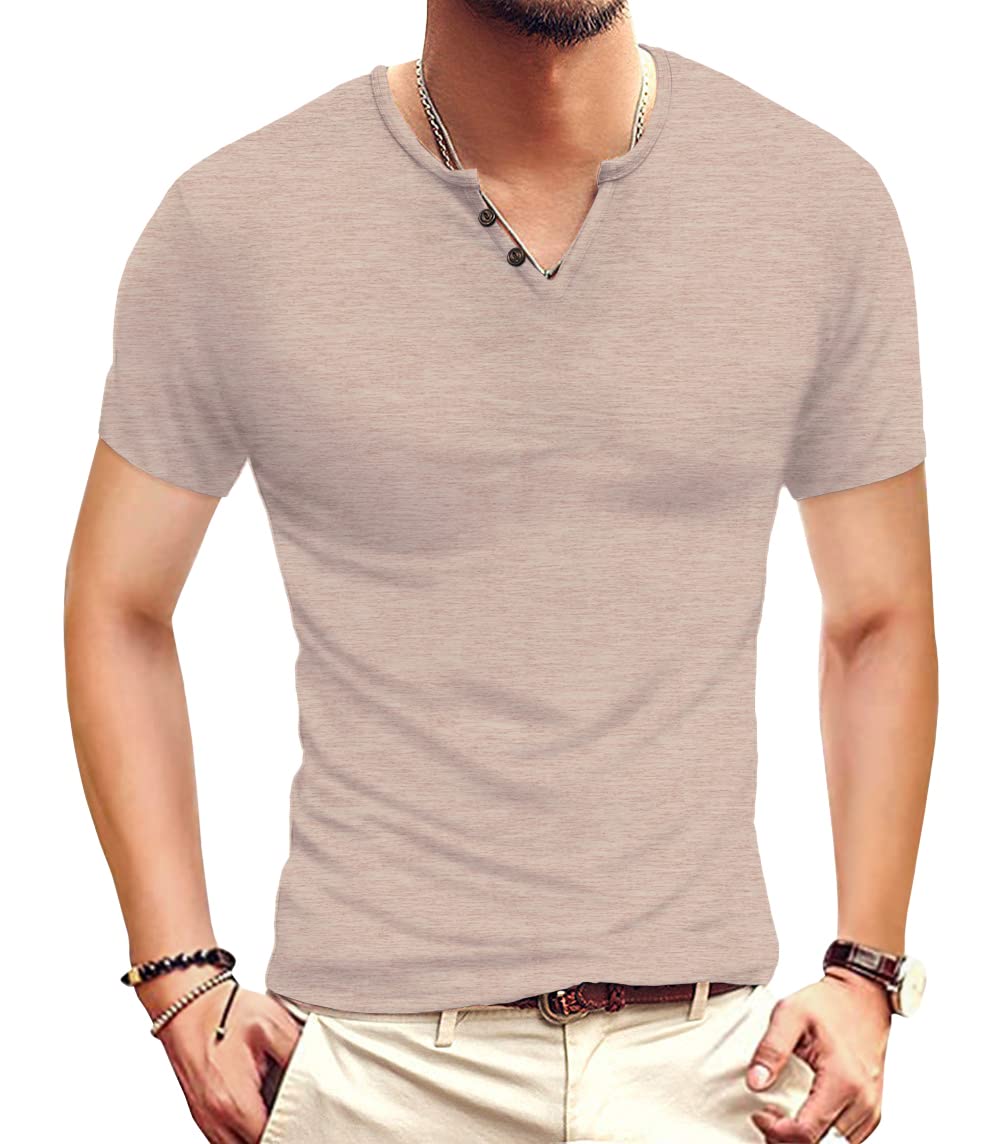 NUOKESASI Men's Casual Slim Fit Basic Henley Short/Long Sleeve Fashion T-Shirt