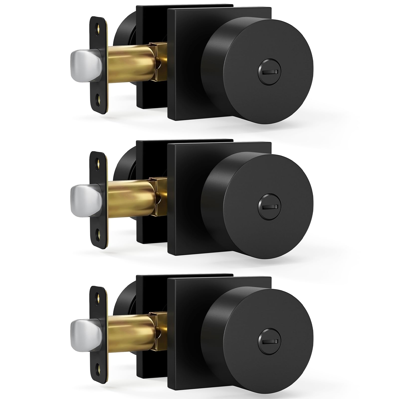 HOSOM Matte Black Door Knobs with Lock & Key -15