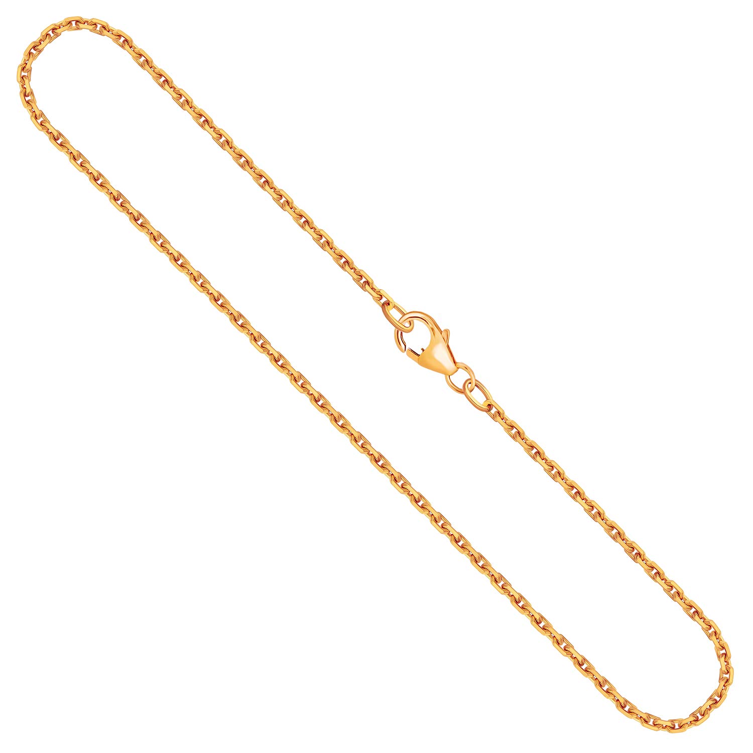 EDELIND 18K 14K 9K 8K Cadena Cable diamantada 1.7 mm I Oro Amarillo 333 375 585 o 750 I Cadena Unisex de Oro Macizo de 34 a 80 cm con Caja de Regalo de joyería