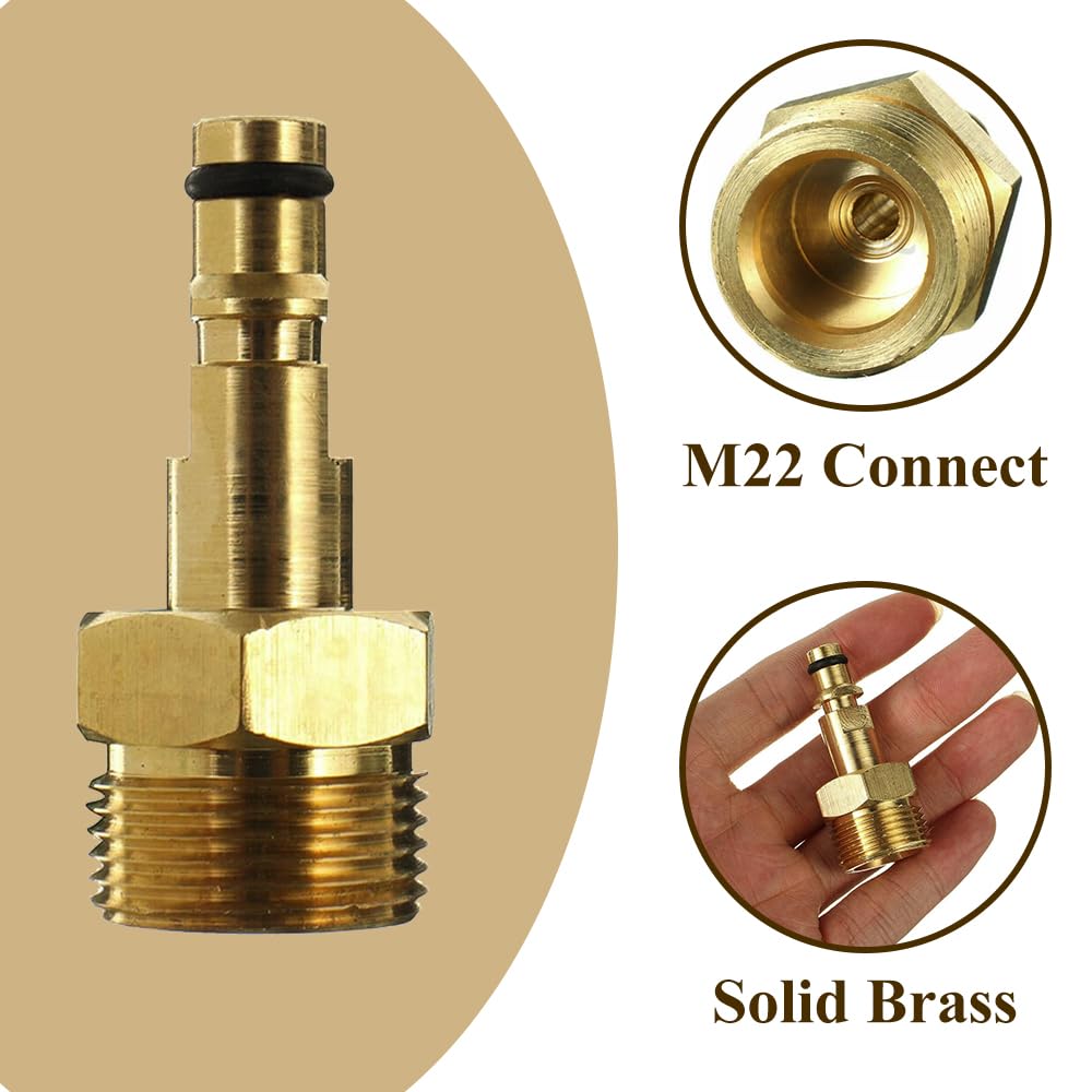 High Pressure Washer Adapter Brass M22 Pressure Washer Plug Threaded Hose Adapter Quick Connect for K-Series Garden Gun Hose Pipe Convert Tool - Image 4