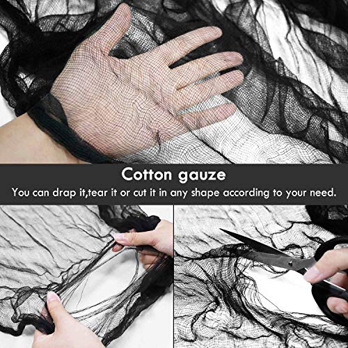 Abida Halloween Creepy Cloth, 354 X 78 Inch Spooky Halloween Decoration With Bat Fluorescent Stick For Haunted Houses Party Doorways Outdoors Indoors-Black #TOP2