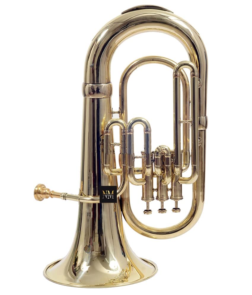 Brass Bb Flat Musical Instrument Euphonium 3 Valve With Free Hard Case Mouthpiece (Brass)