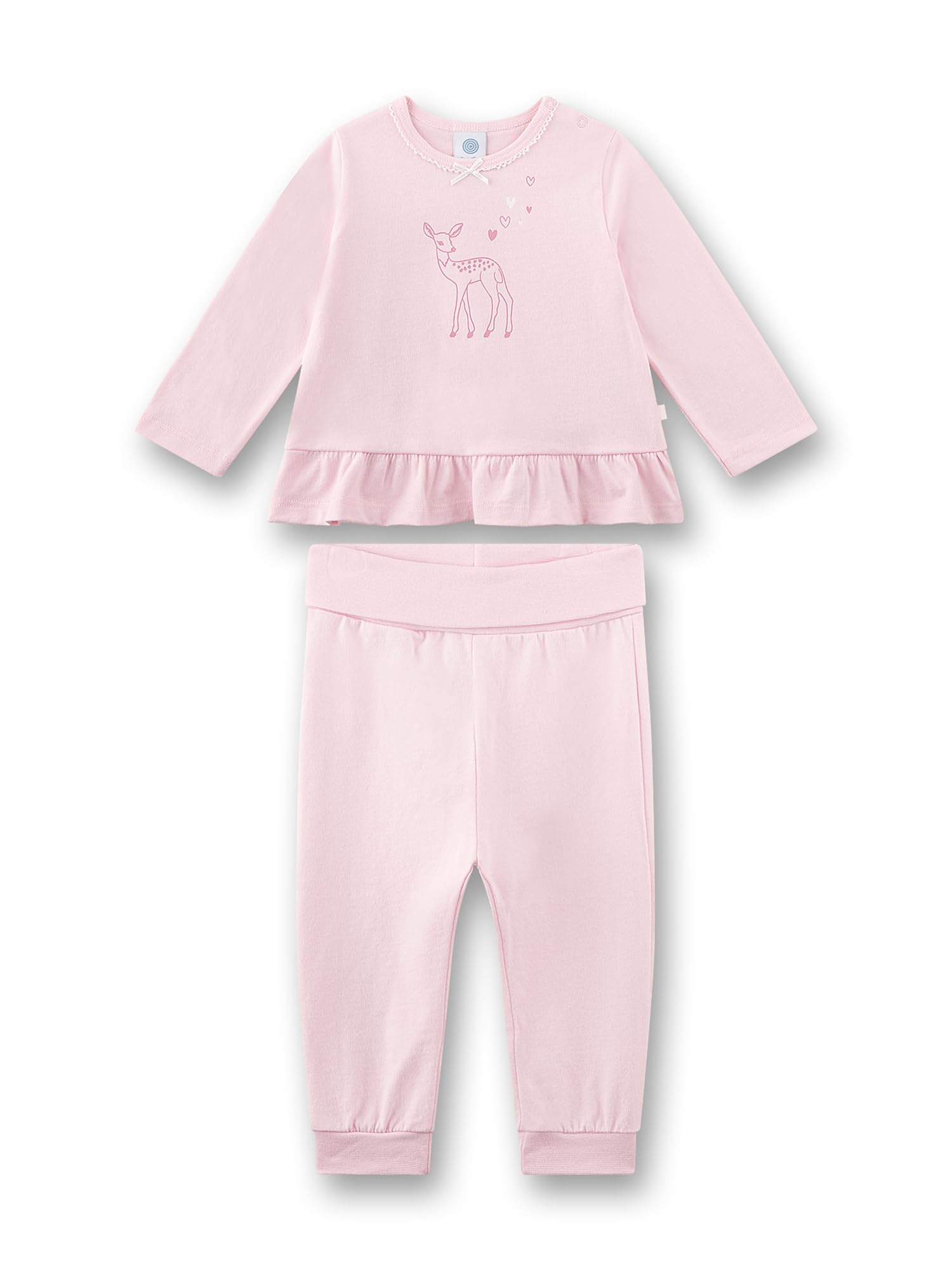 Sanetta Pigiama da Bambina Rosa Bambi | Cotone Biologico, Certificato GOTS, Piacevole al Tatto | Babypyjama - Morbido e Confortevole per Notti tranquille