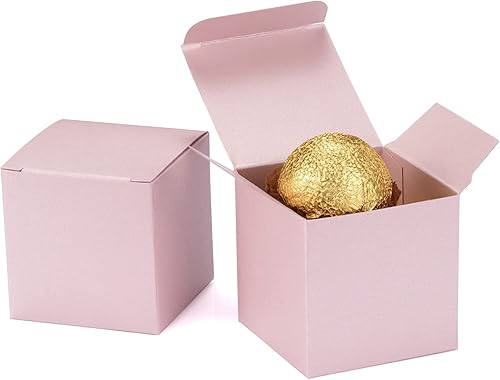 Quotidian 36 cajas de regalo pequeñas de papel nacarado con purpurina con tapas de 2 x 2 x 2 pulgadas (rosa bebé)