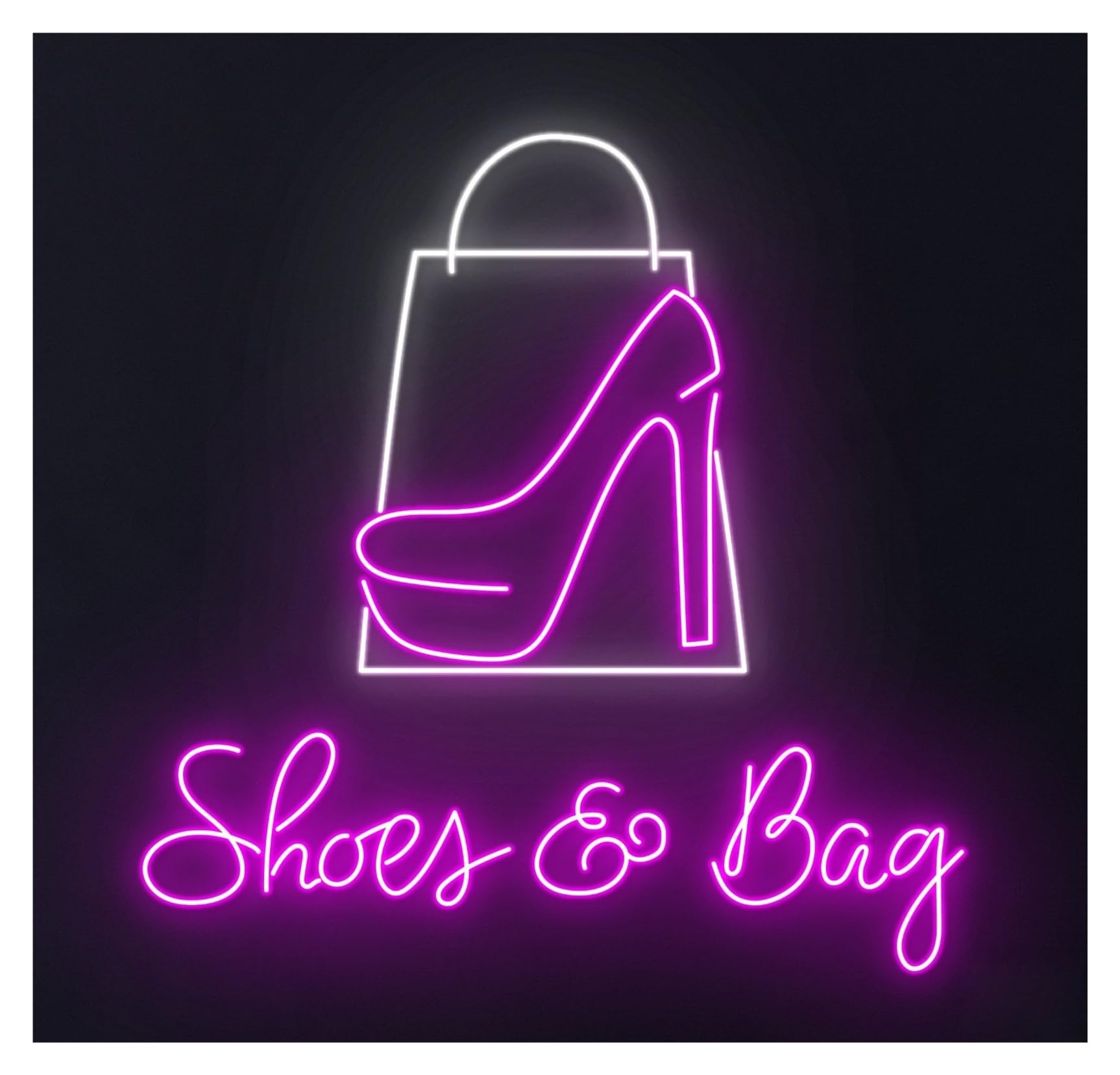 RONGCH Hanging Art Neon Signs Shoes & Bag Neon Sign,Fashion Room Wall Decor, Boutique 50cm