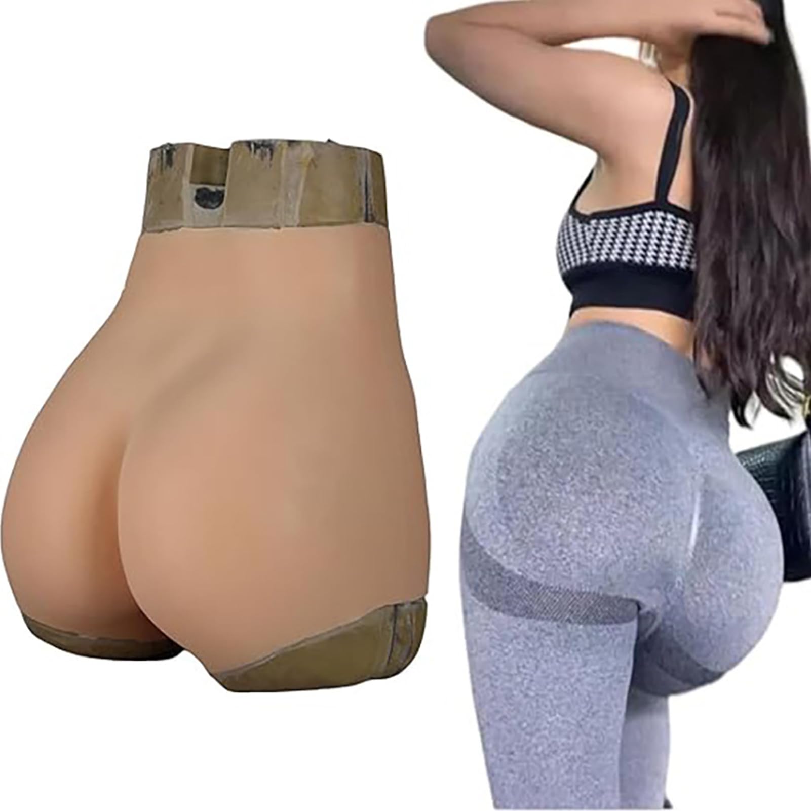 Pantalon EntièRement en Silicone pour Rehausser Les Hanches et Les Fesses, Culotte Taille Basse Push-Up pour Rehausser Les Fesses Short de ContrôLe,Skin Color,M
