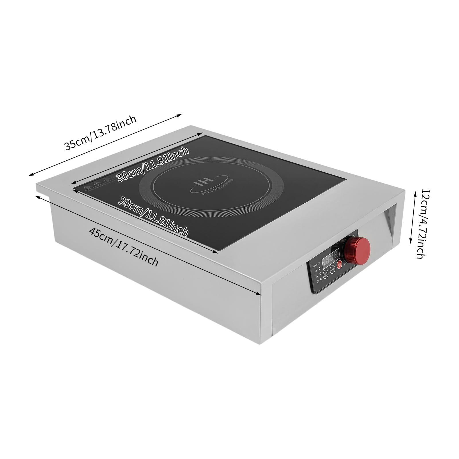 Commercial Grade Induction Cooktop Portable Induction Cooktop 8-inch Large Heating Coil Stainless Steel Countertop Burners Touch Screen and LCD Display Silver/Black