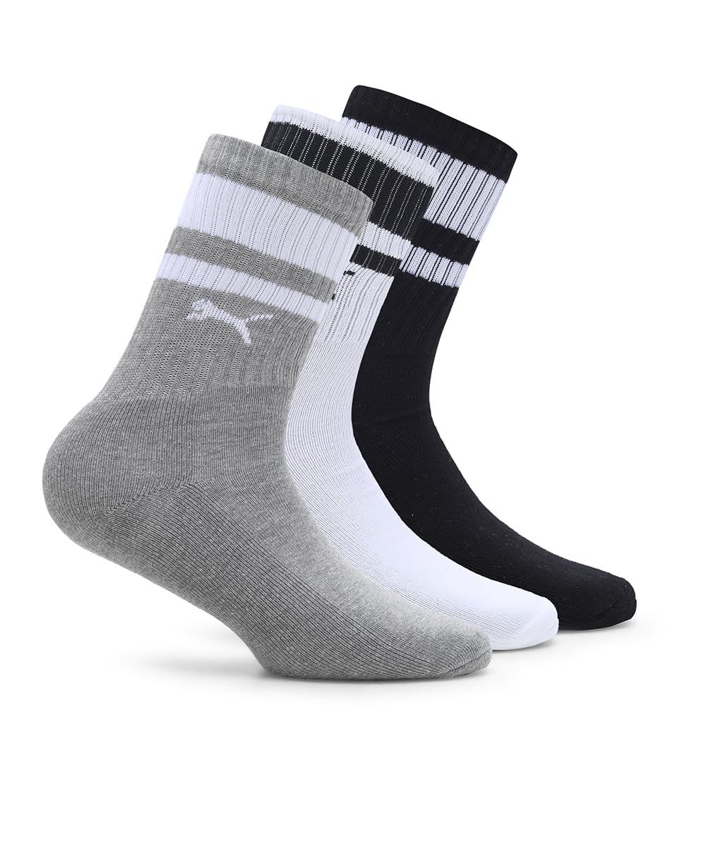 puma Unisex-Adult Heritage crew Sock 3P, White-Medium Gray Heather-Black, 37/40 (68712601)-picture-27