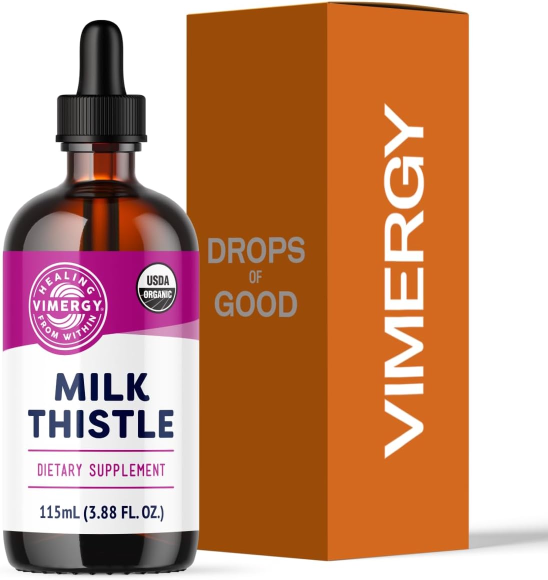 Vimergy Cardo Mariano – Suporte Hepático e Digestão Saudável – Orgânico, Vegano e Sem Glúten – 115 mL (57 Porções de 2200 mg) em Cada Dose