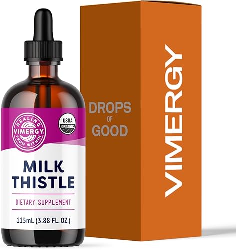 Vimergy Cardo mariano - Apoya la función hepática* - Promueve la digestión saludable* - Certificado USDA orgánico, vegano, sin gluten - 3.9 fl oz