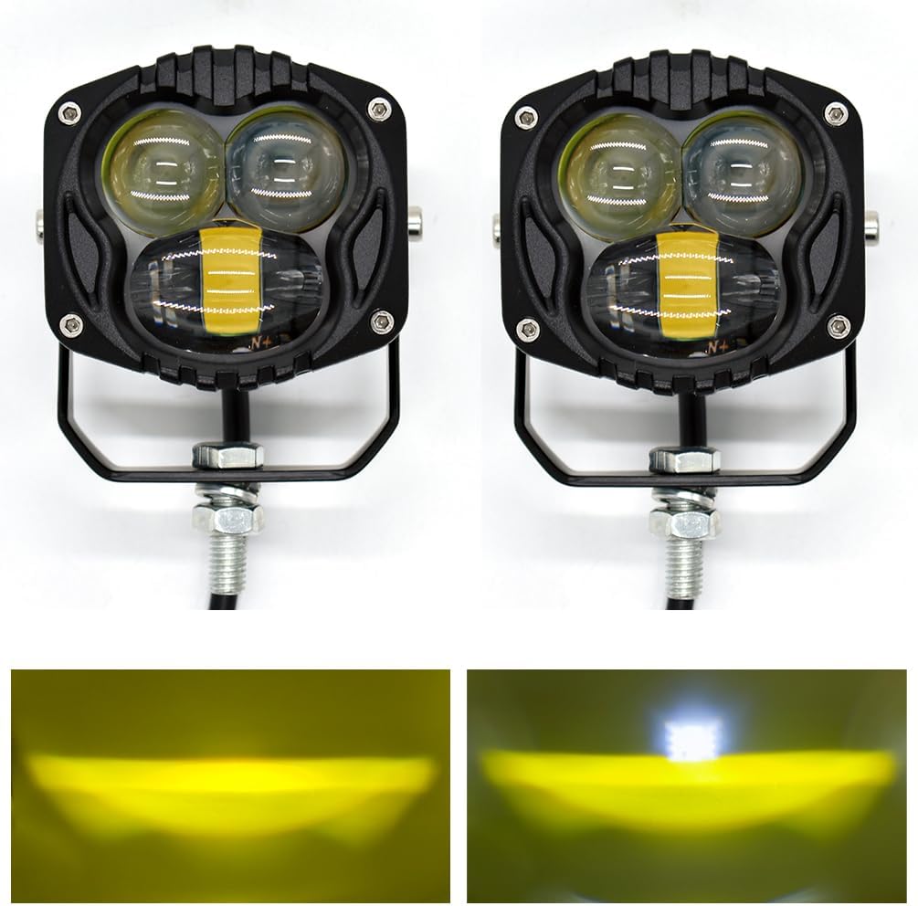 3Inch 70W LED Amber Pods Light Bar Offroad Cube Lights Fog Lamp Spot Flood Driving Work Lights for Trucks Boat ATV Jeep Car Tractor UTV Golf Cart