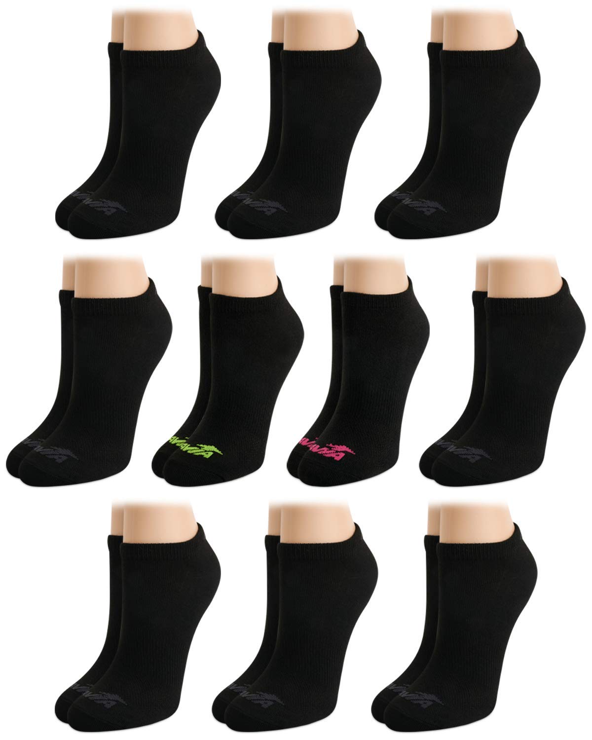 Avia Womens Low Cut Socks - 6/10 Pack Performance Stretch Cushioned Moisture Wicking Athletic No Show Socks for Women (4-12)