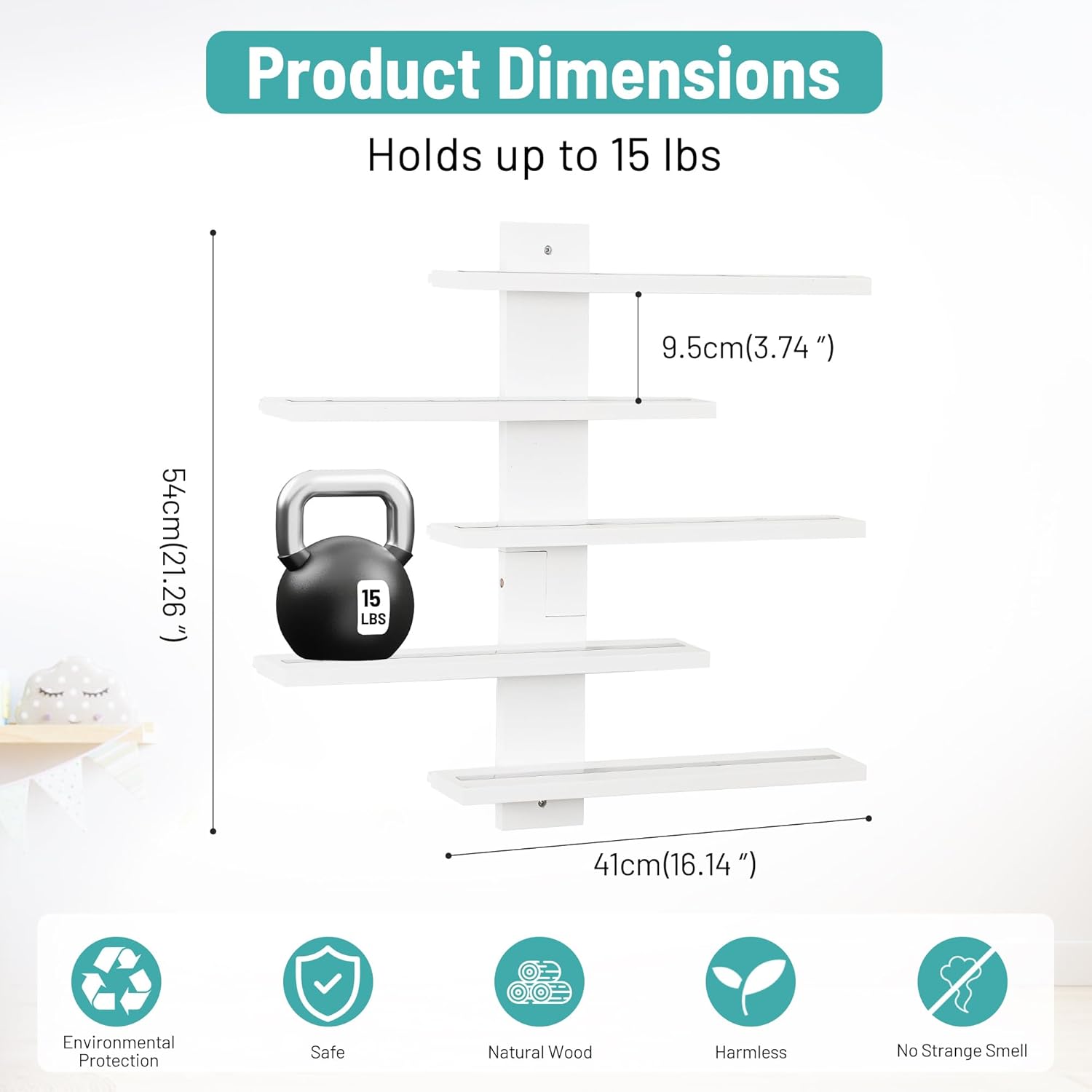 Magnetic Floating Shelf for Wall,for Tonie Shelf,Small Wood Display Shelves Rack for Collectibles-Figures,Shot Glasses,Mini Decor,for Toy(White