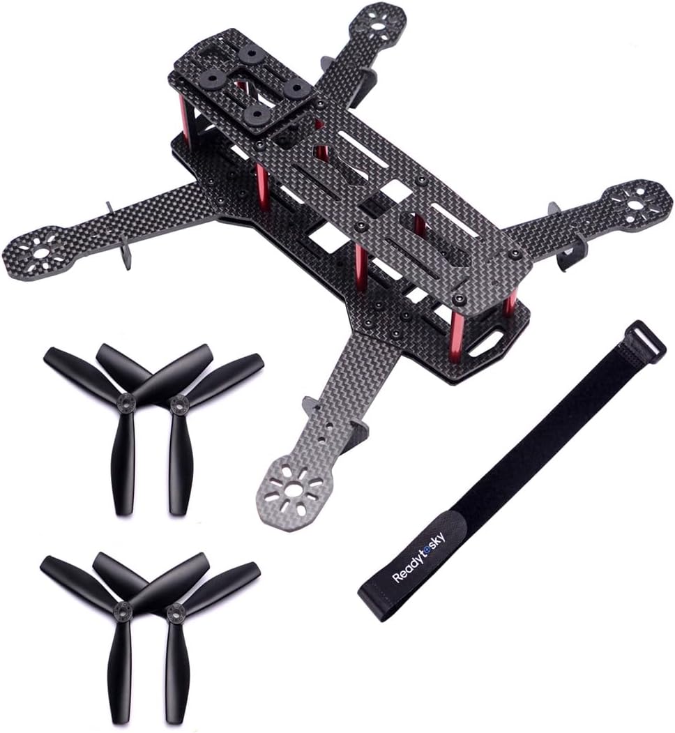Readytosky 250mm FPV Racing Drone Frame 5 Inch Carbon Fiber Quadcopter Frame Kit with 4mm FPV Frame Arms+Lipo Battery Strap