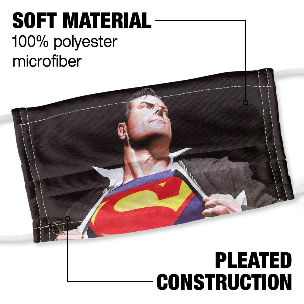 Popfunk Superman Alex Ross Art 1-Ply Reusable Face Mask Covering with Adjustable Nose Wire, Unisex