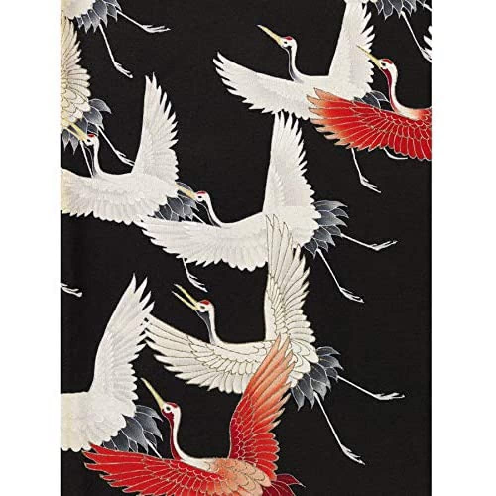 Wee Blue Coo Japanese Crane Kimono Pattern Unframed Art Print Poster Wall Decor 12X16 Inch