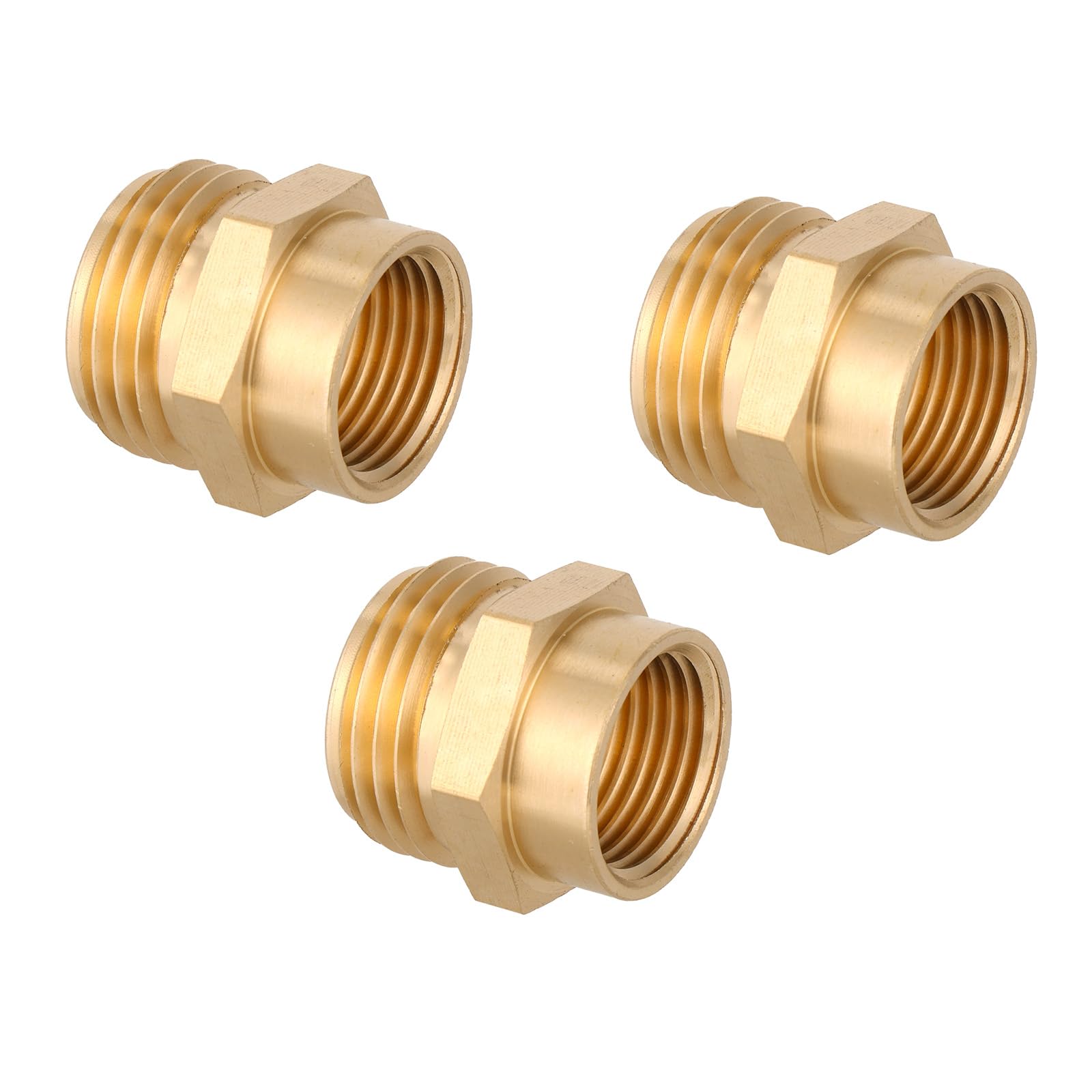 3pcs Brass Garden Hose Adapter, 1/2" NPT Female to 3/4" GHT Male Garden Hose Connector No Leak Water Pipe Fittings for Outdoor Irrigation Plumbing Supplies RV Use