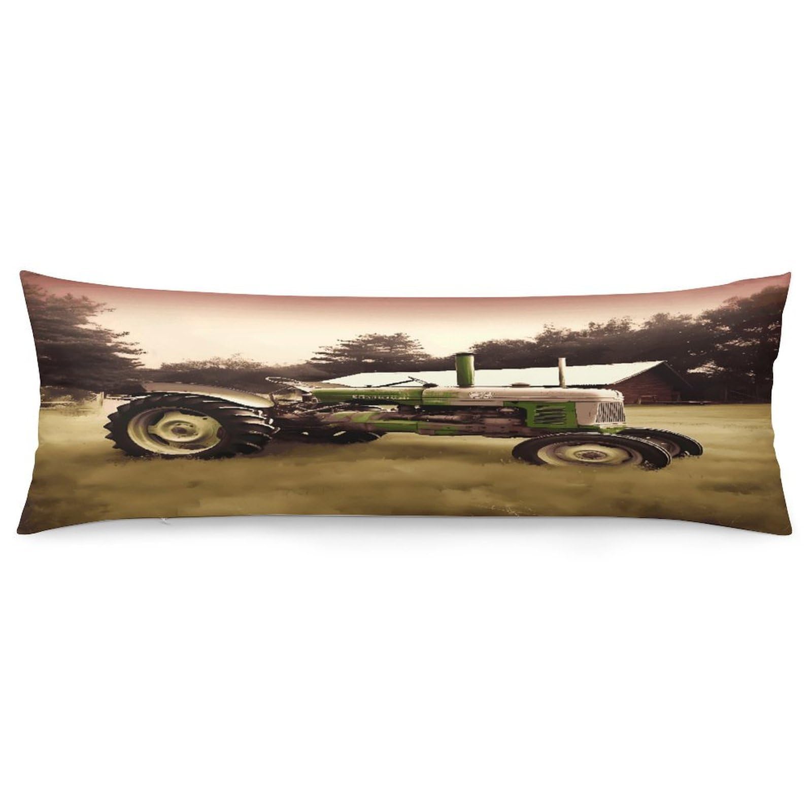 Old Tractor Photo Farm Throw Pillow Cover Soft Lumbar Pillow Covers with Zipper Breathable Rectangular Cushion Case Polyester Pillow Case Decorative Body Pillow Cover for Couch Bed