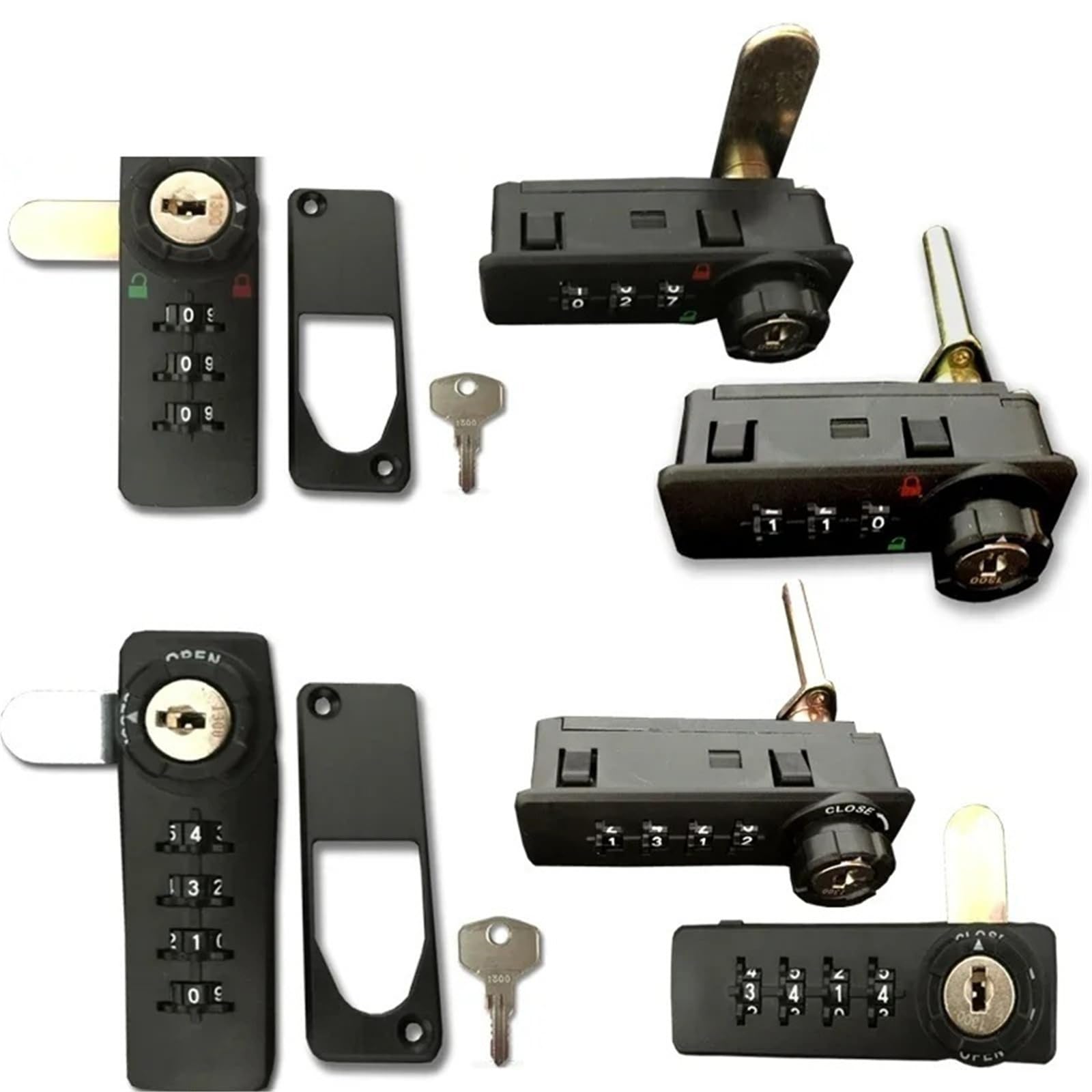Cerradura de leva combinada for gabinete de 3-4 dígitos con llave de reinicio for puerta, taquilla de gimnasio, joyero MS514 H, 1 unidad(3H Lock Key)