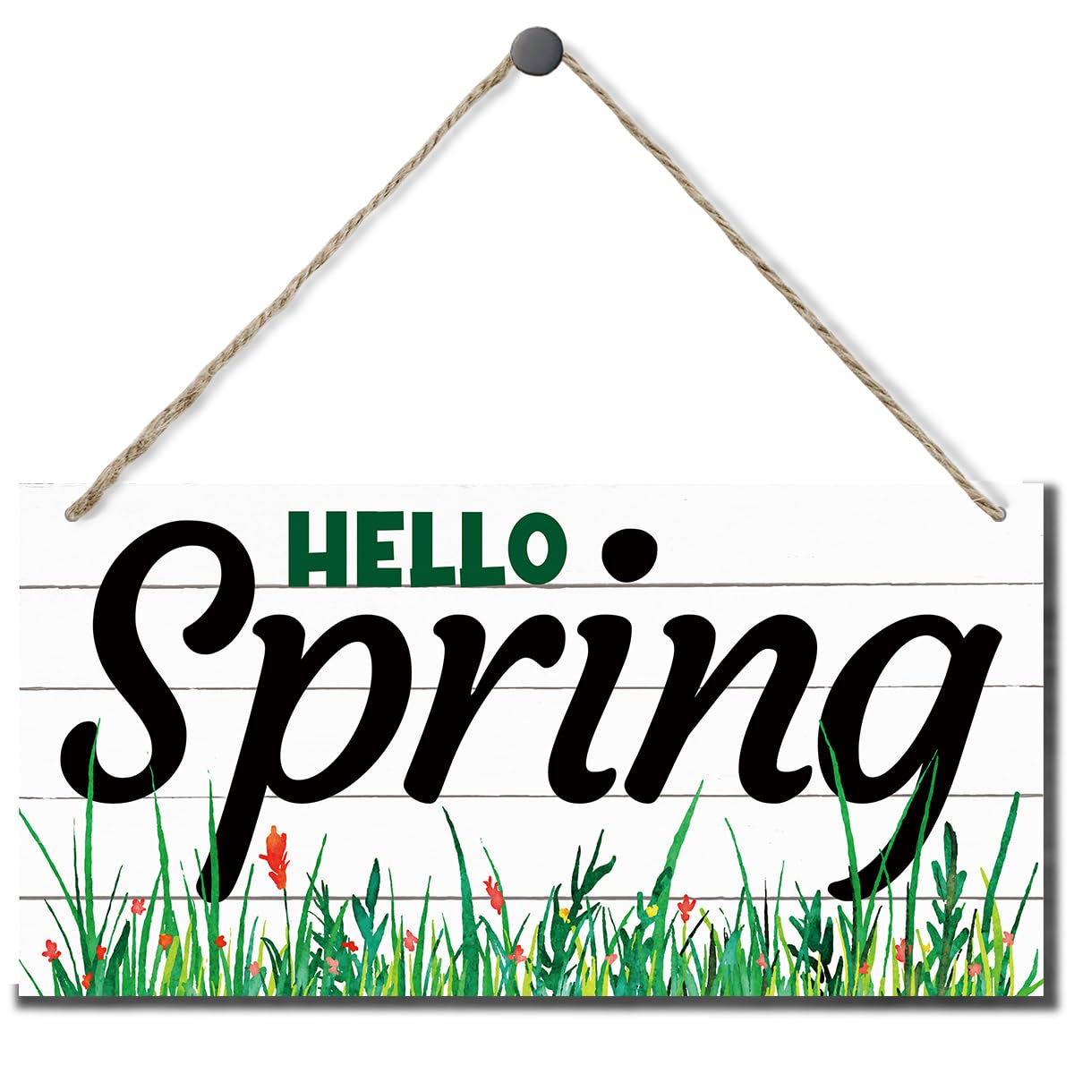 Spring Decoration, Hello Spring Sign, Hanging Wood Sign Home Decorative, Spring Welcome Door Sign, Spring Wooden Signs, Rustic Door Hanger, Farmhouse Front Door Decor for Porch, Garden Yard Decor-picture-16