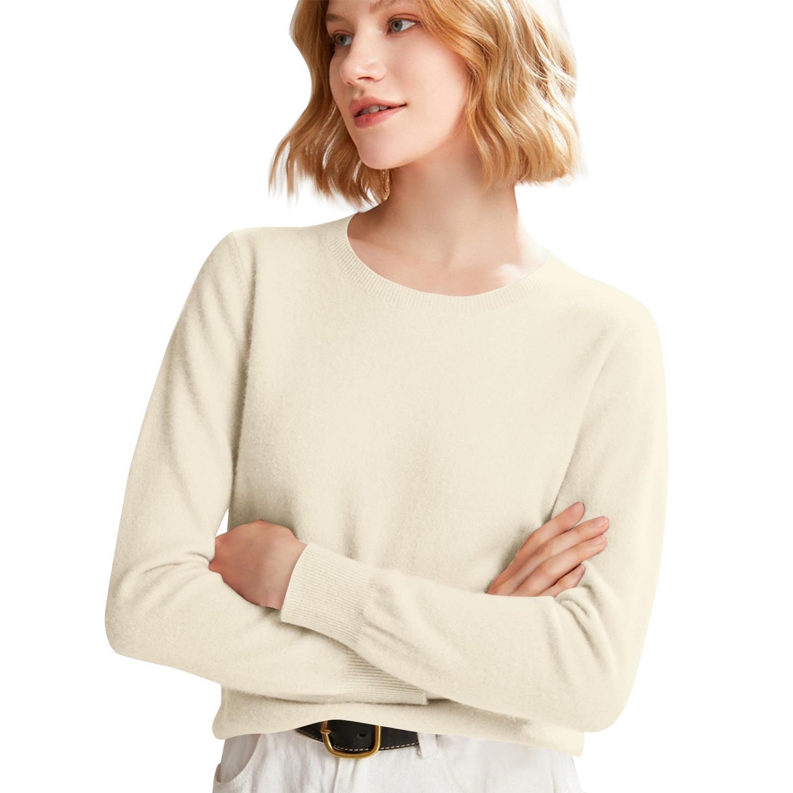 Sweaters for Women Casual Long Sleeve Crewneck Knit Lightweight Oversized Sweater Basic Pullover Tops