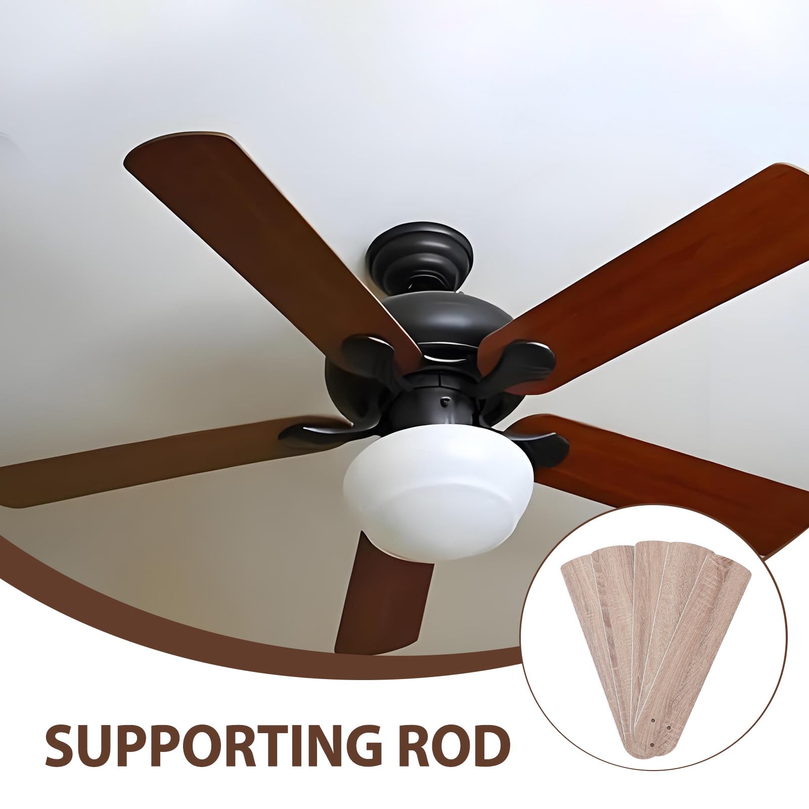 5 pale di ricambio per ventilatore a soffitto in legno rustico - Bracci con pale in legno tradizionali - del ventilatore verniciabili per cucina e sala da pranzo 20,47x4,8"