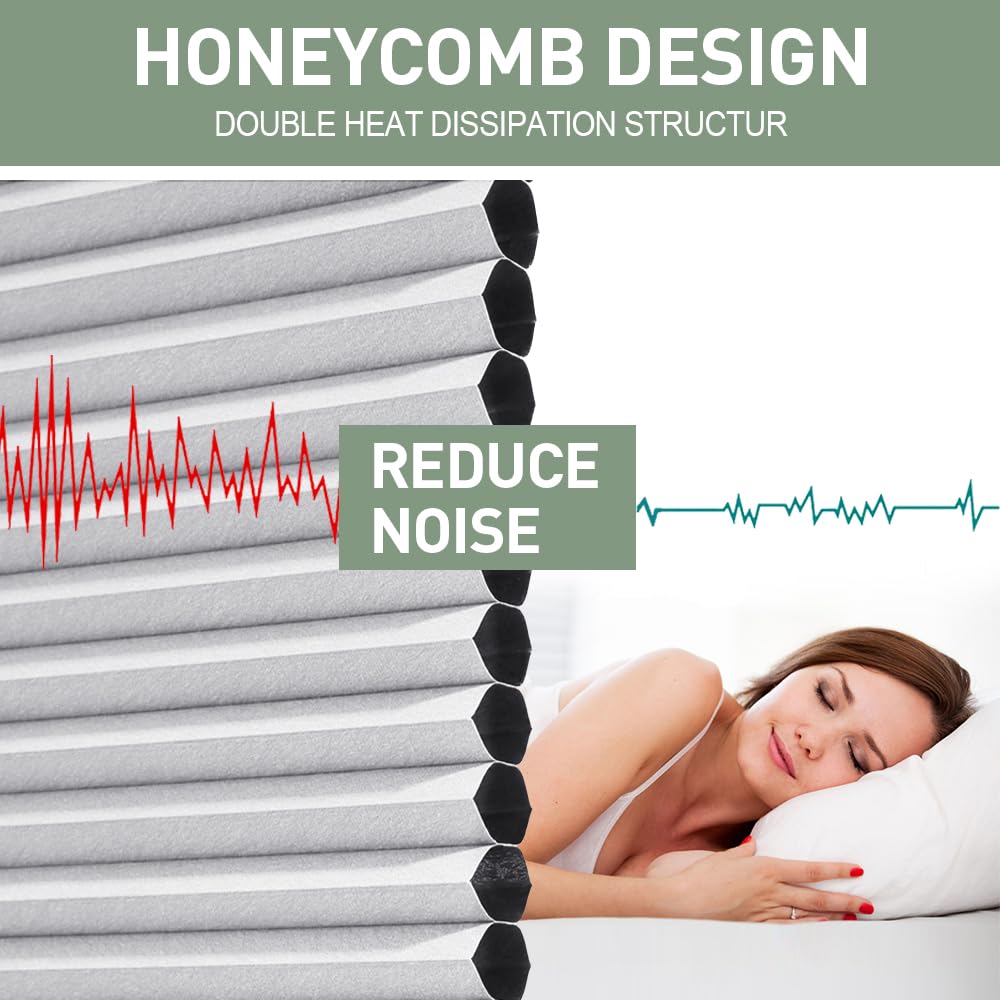 ZSHINE Manual Pattern Cellular Shades Cordless Honeycomb Blinds Full Blackout Fabric Window Shades for Skylight (White 93021A)